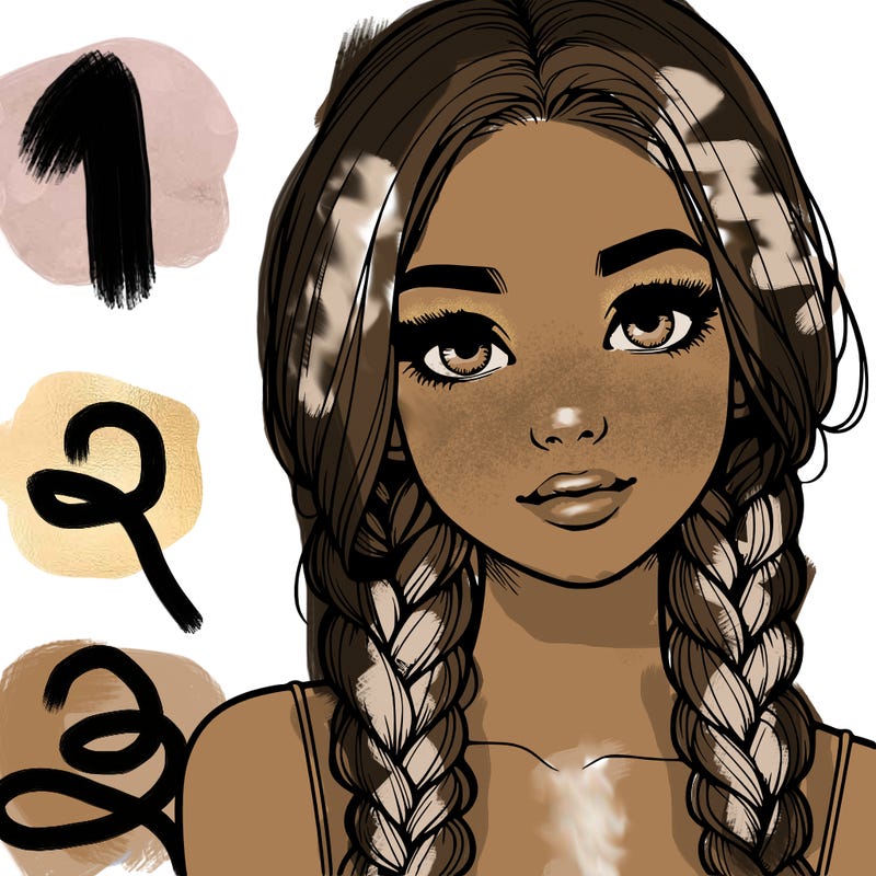 realistic girl with braids