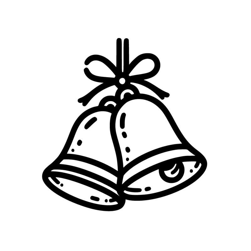 simple christmas bells thin lines