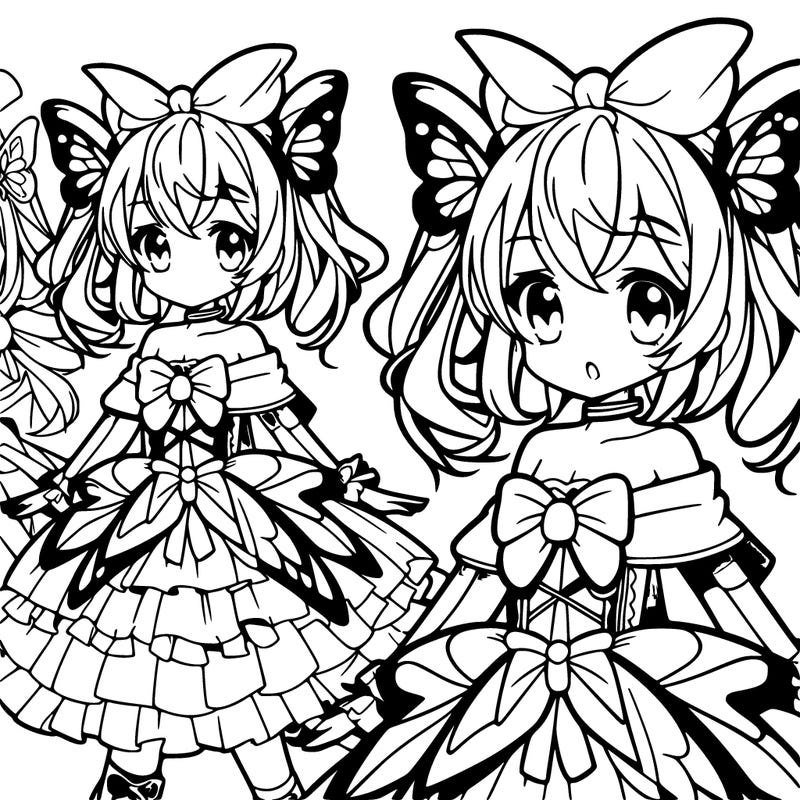 girl with butterfly outfit anime