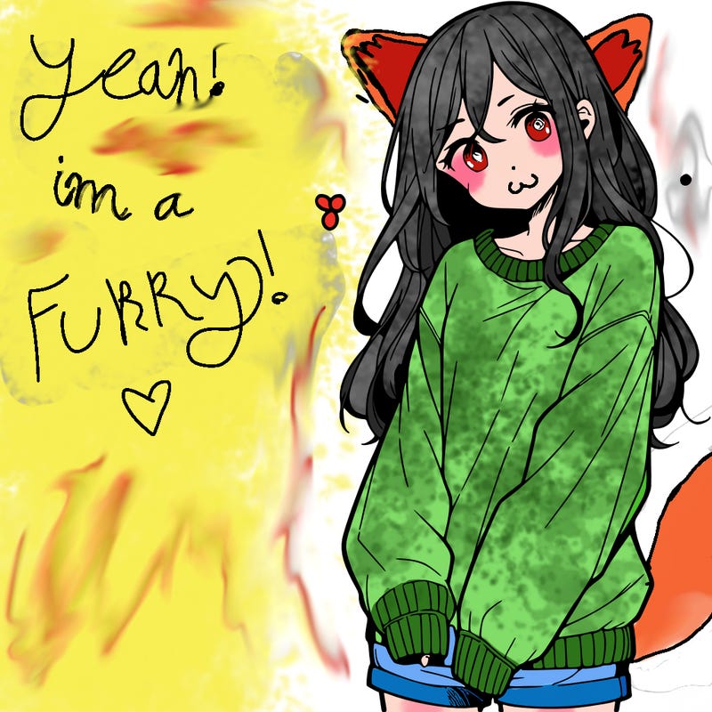 manga teen girl  in a sweater and baggy pants