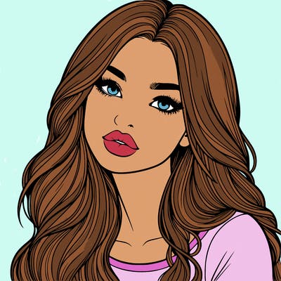 realistic girl with hair on her hair and lips