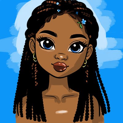 a realistic black girl with braids