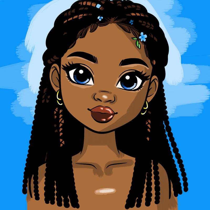 a realistic black girl with braids