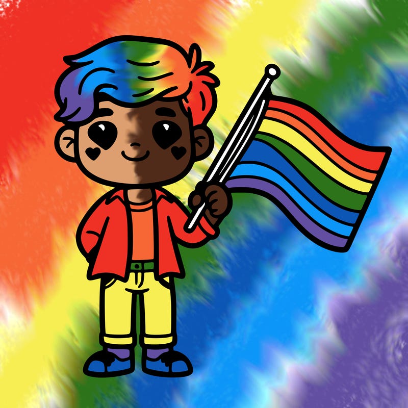 gay boy holding bisexual flag