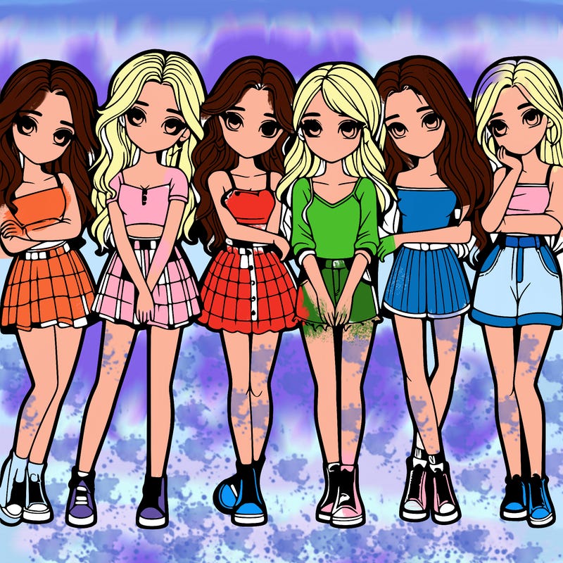 a group of girls realistic