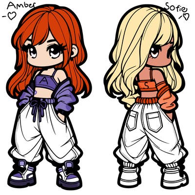 girl in crop top and baggy pants