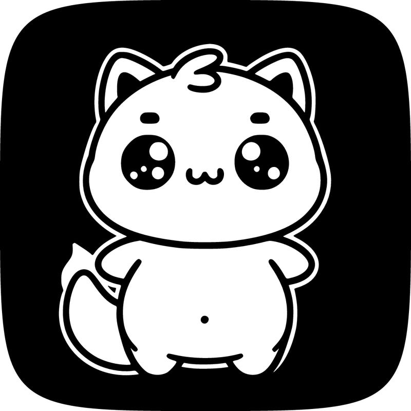 simple glowing chubby chibi cat