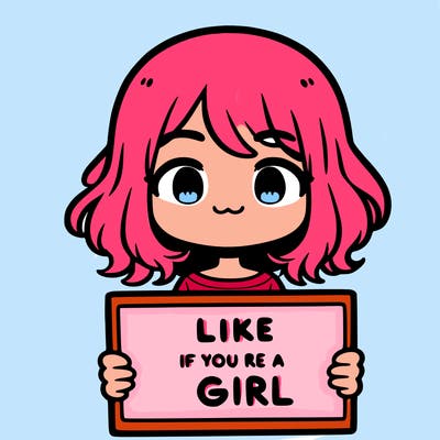 a cute girl holding a sign that says like if you’re a girl