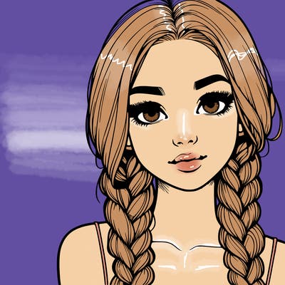 realistic girl with braids