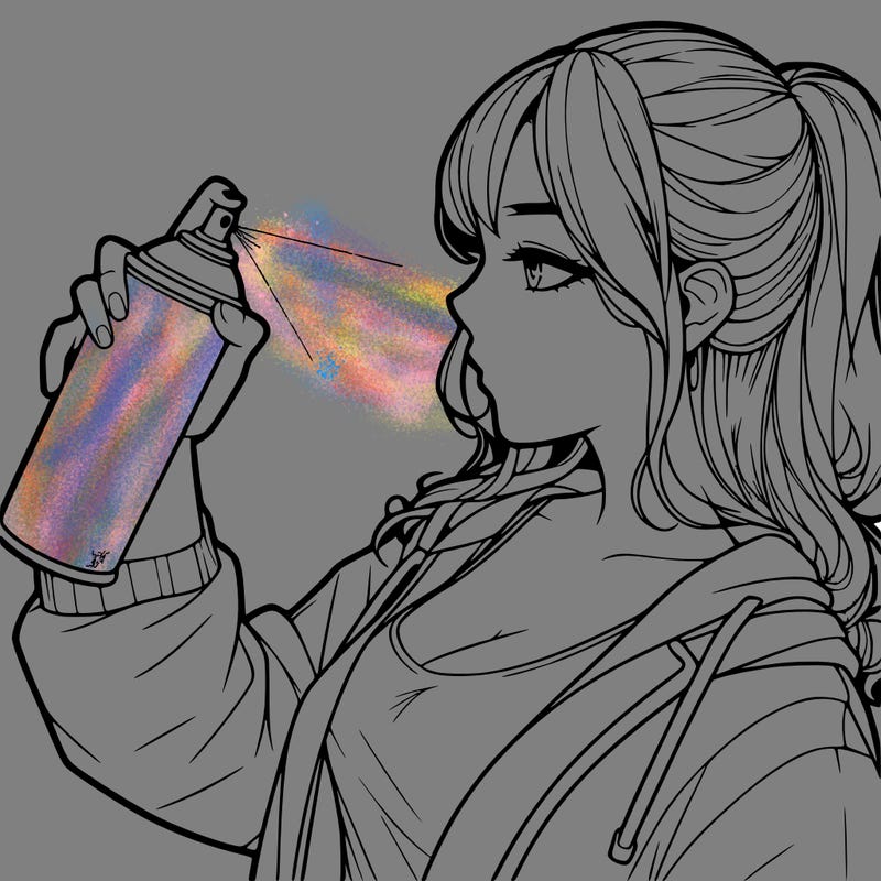 a realistic girl spray, painting