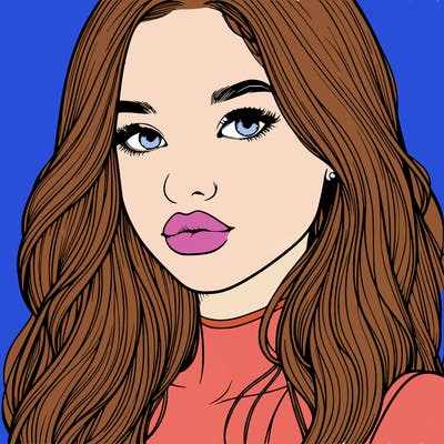 realistic teen girl with lips and long hair