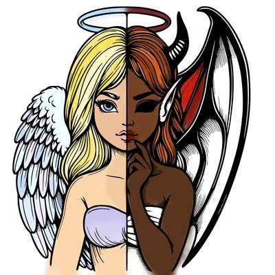 realistic angel half demon