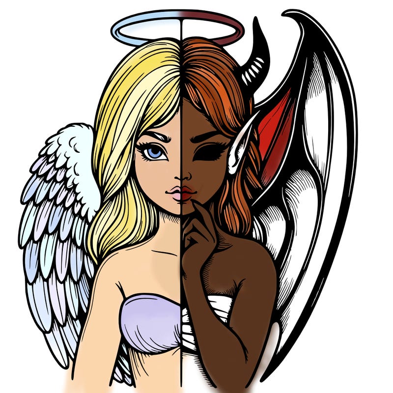 realistic angel half demon