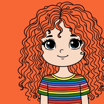 a girl with curly hair