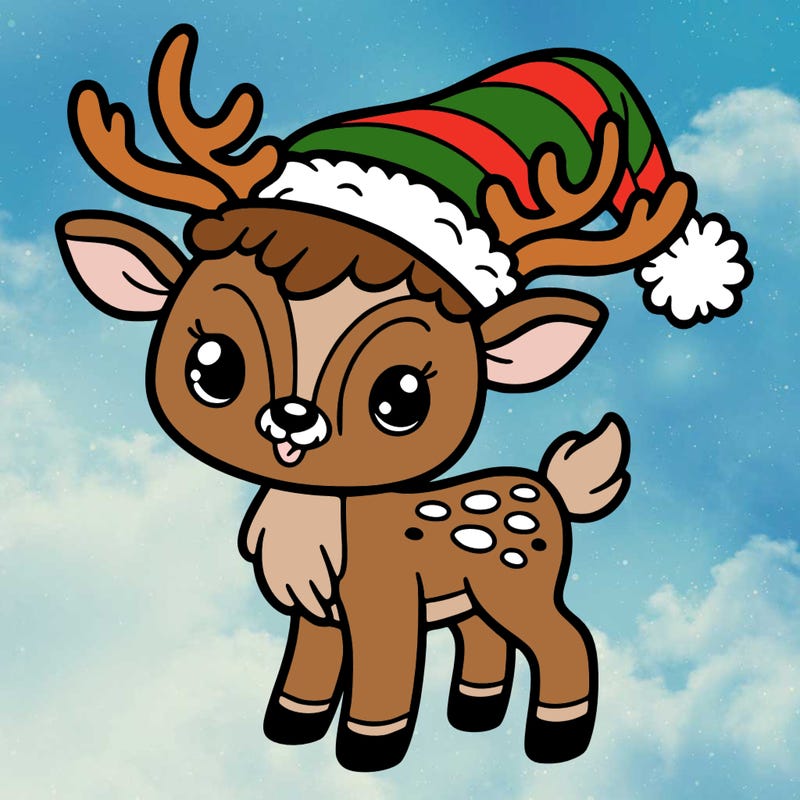 christmas reindeer with santa hat