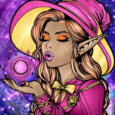 realistic elf casting a spell with lips