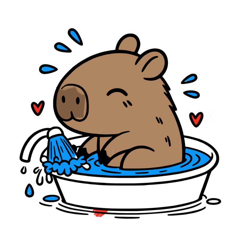 capybara taking a bath