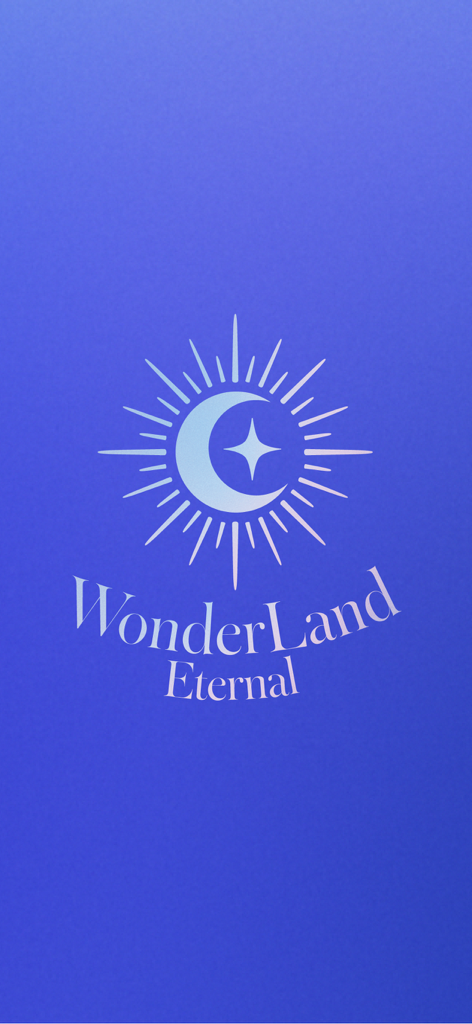 WonderLand Eternal app logo with a celestial moon and star icon on a blue gradient background