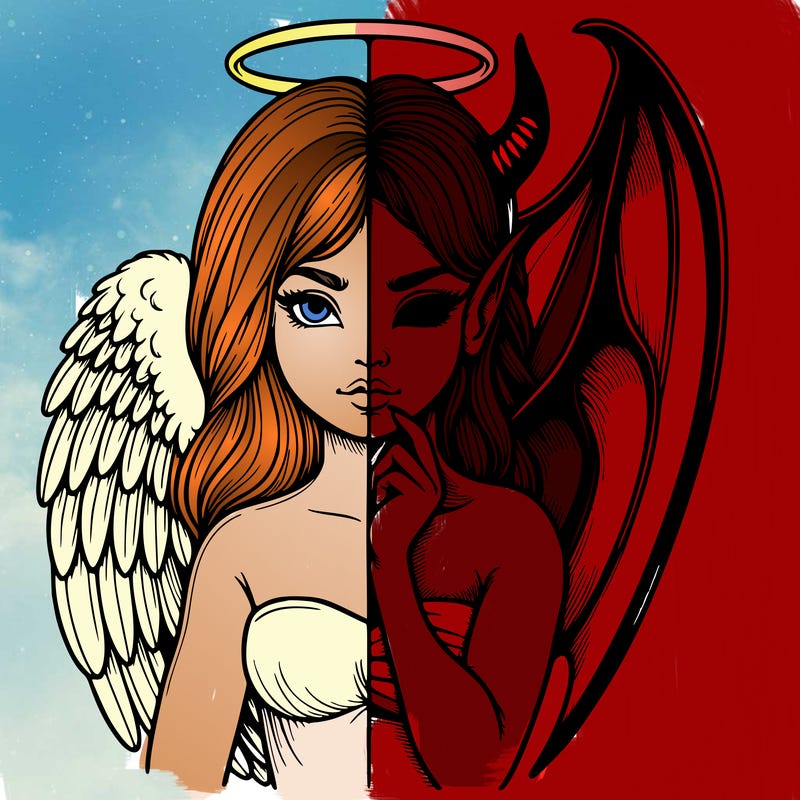 realistic angel half demon