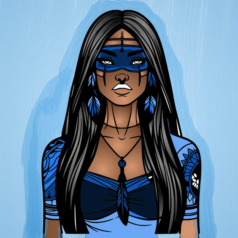 realistic native american woman gorgeous tall long hair and tattoos