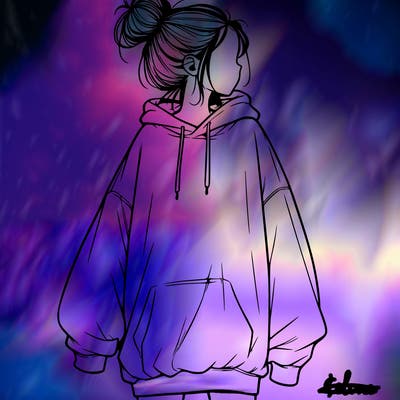 realistic girl with a oversized sweatshirt on and a bun