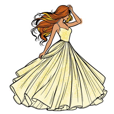 realistic woman with dress flowing in the wind