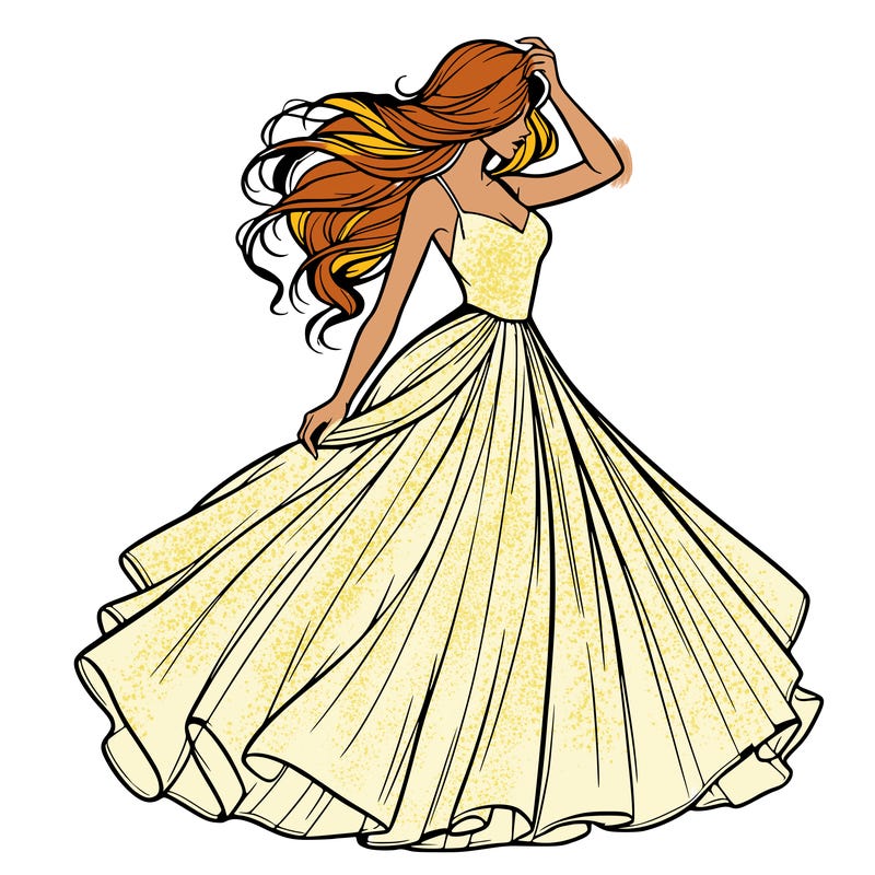 realistic woman with dress flowing in the wind