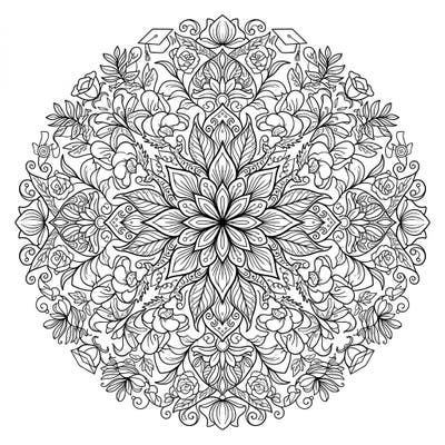 This unique coloring page combines the serene beauty of a floral mandala with subtle, celebratory graduation motifs. It offers a wonderfully intricate design perfect for mindful coloring and honoring academic achievements.