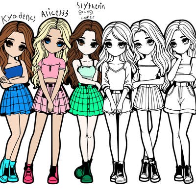 a group of girls realistic