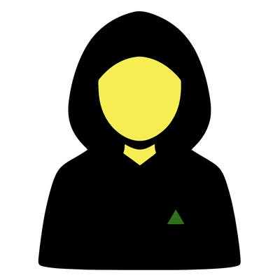 a person with non face waering a hoodie with a small triangle symbol