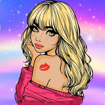 realistic girl with bangs looking over her shoulder