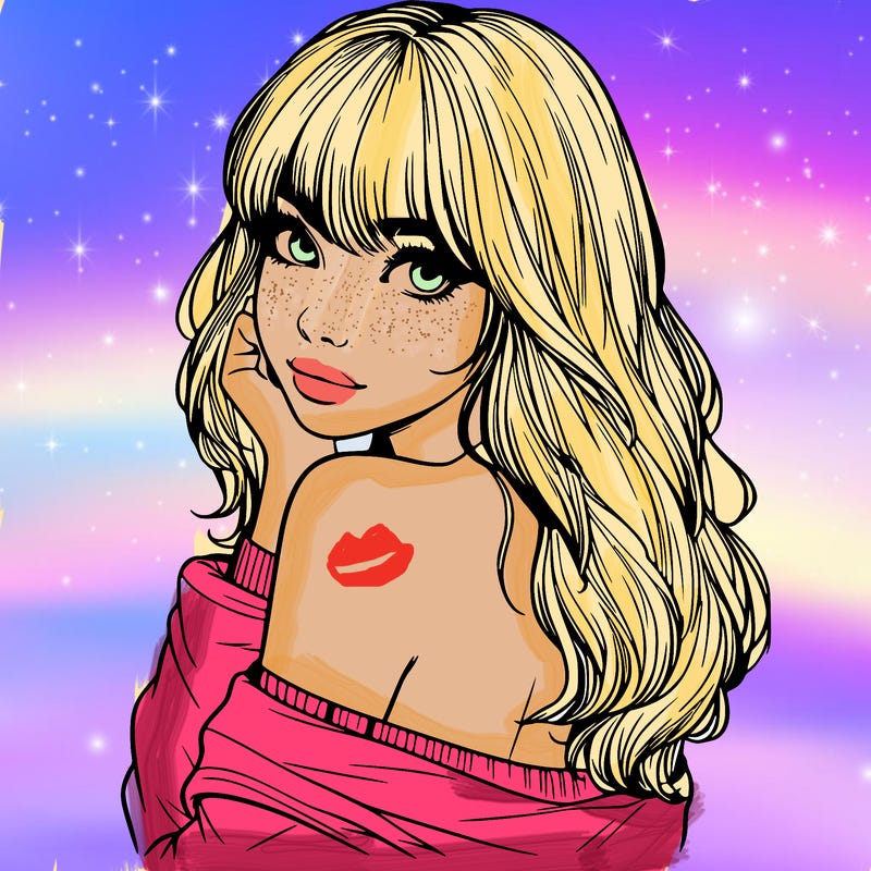 realistic girl with bangs looking over her shoulder