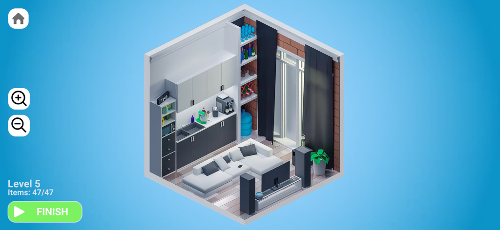 Interior Designer - Decor Life - インテリアデザイナー デコライフのモダンなアイソメトリックスタジオアパートメントデザイン、キッチンとリビングエリア付き