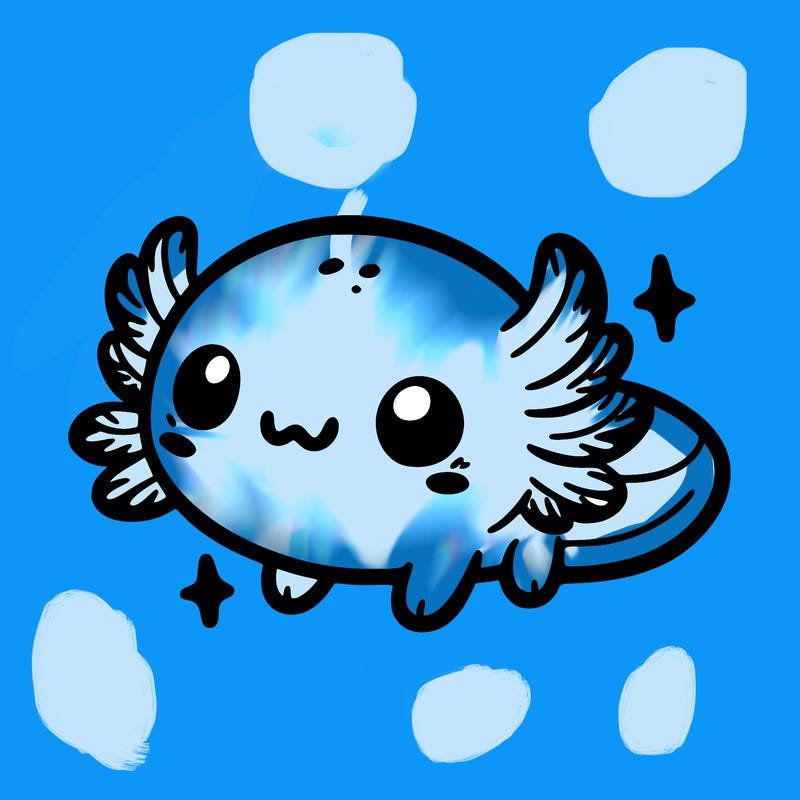 cute easy baby axolotl