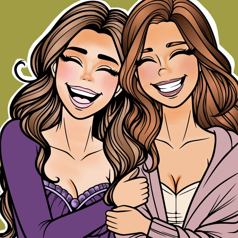 beautiful best friends women laughing together