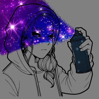 a realistic girl, spray painting