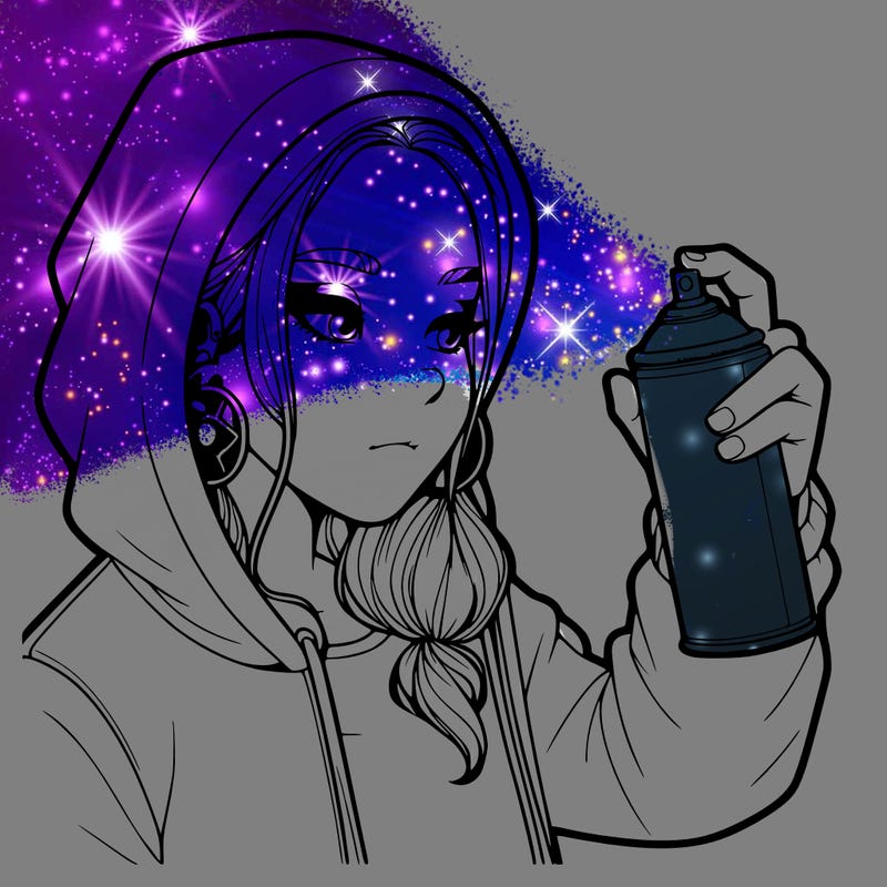 a realistic girl, spray painting