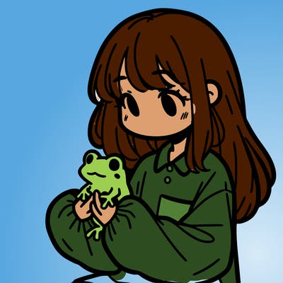 girl with long hair and a oversized shirt. and she is holding a frog