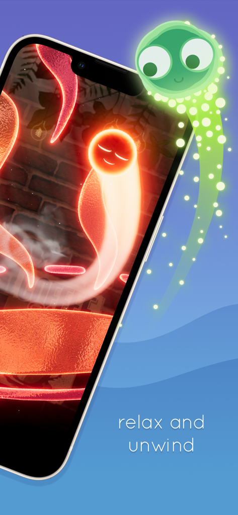 Dream Hopper - Dream Hopper mobile game screenshot with glowing characters and relax and unwind text