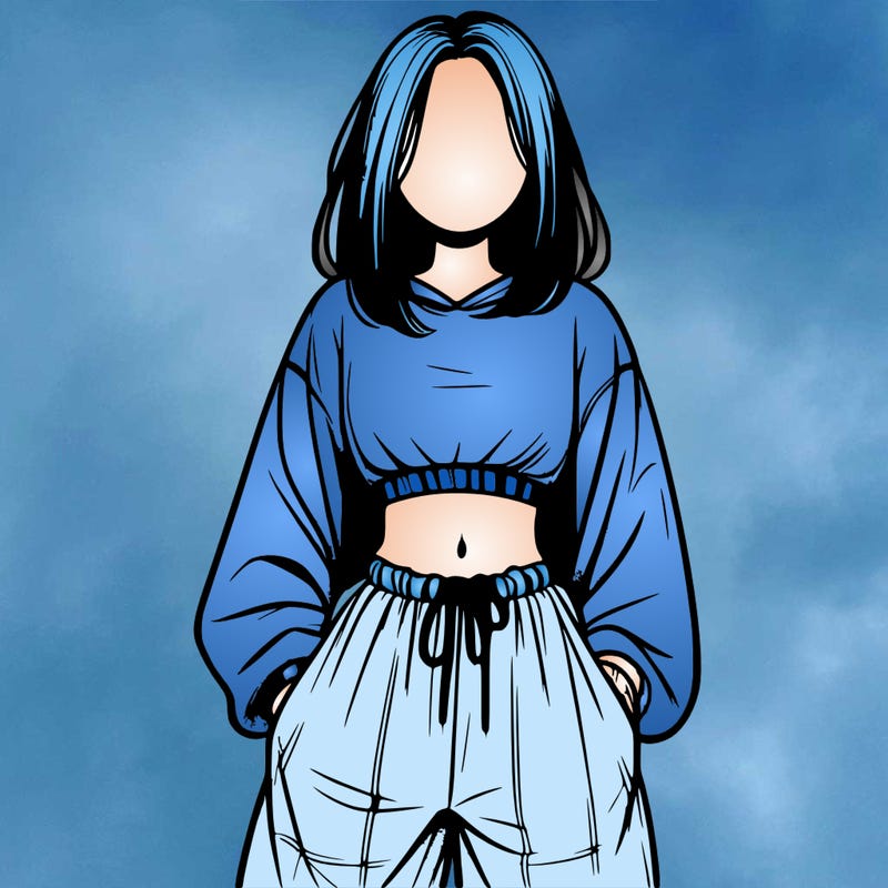 realistic girl faceless with baggy pants and a crop top