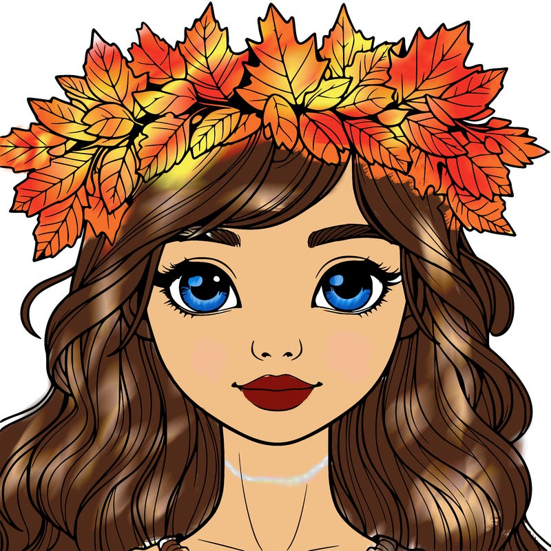 realistic girl with fall leaf crown