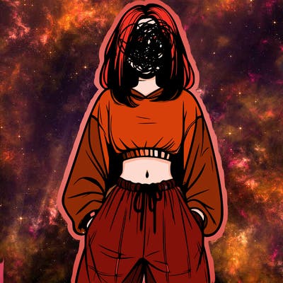 realistic girl faceless with baggy pants and a crop top