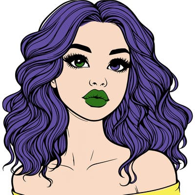 realistic girl with wavy hair and lips