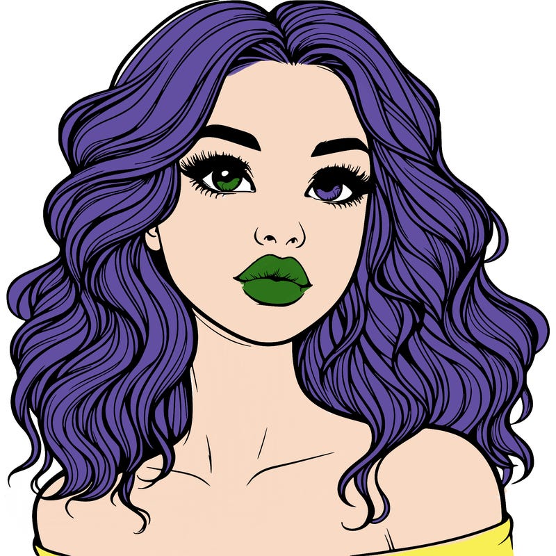 realistic girl with wavy hair and lips