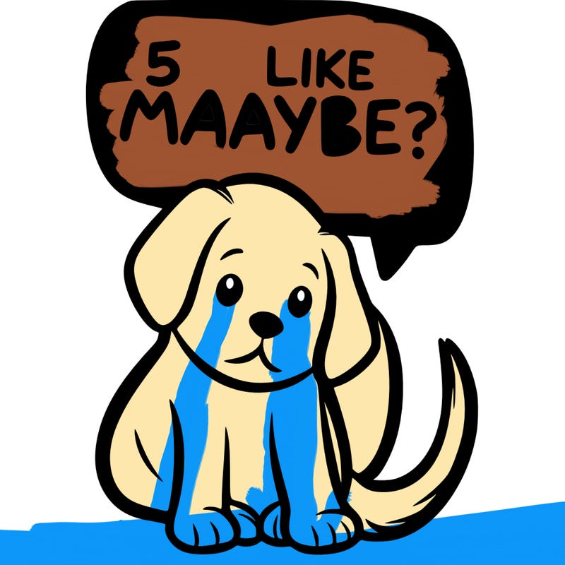 a puppy that says 5 like maybe