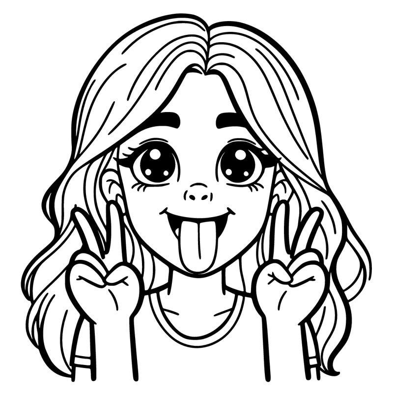 girl with tongue out