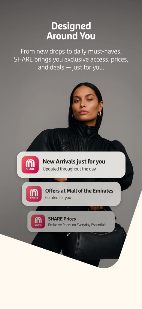 SHARE Rewardsのプロモーション画面、パーソナライズされたモールのオファーと限定価格を表示。