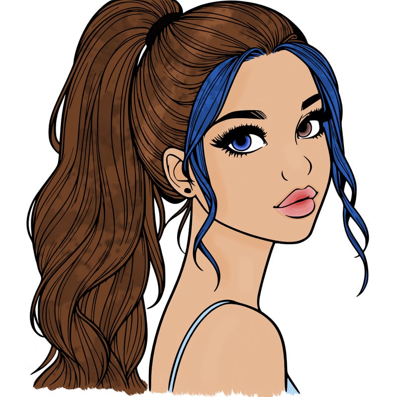 realistic pretty girl with high pony tail