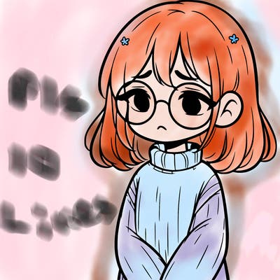 sad girl with glasses in a sweater