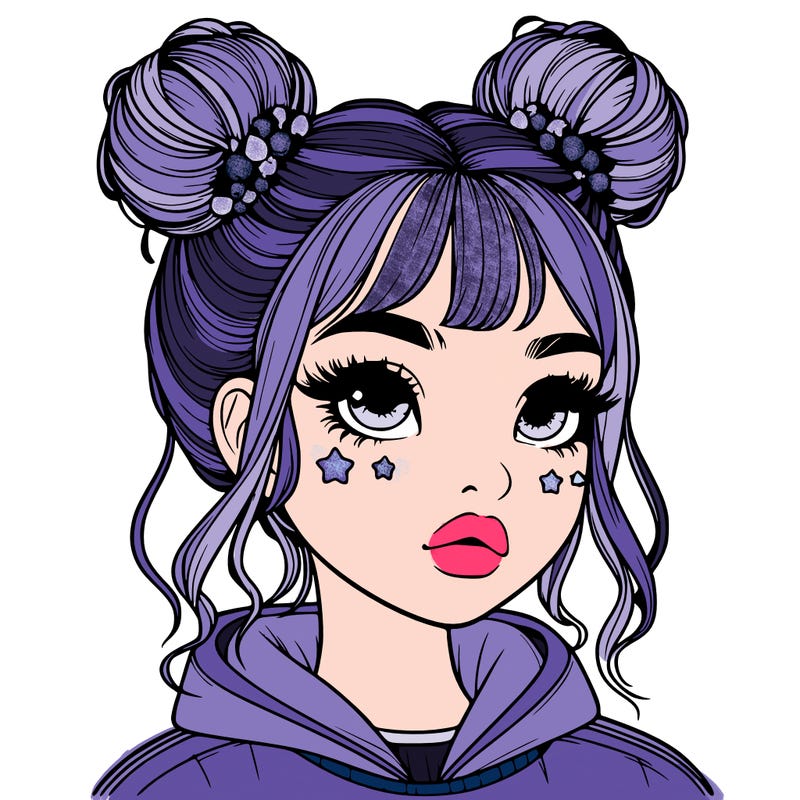 realistic girl with space buns